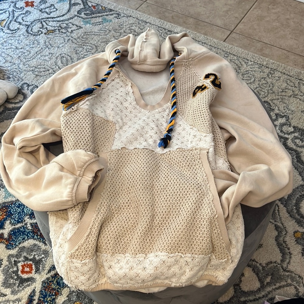 Urban Outfitters tan with lace trim hoodie